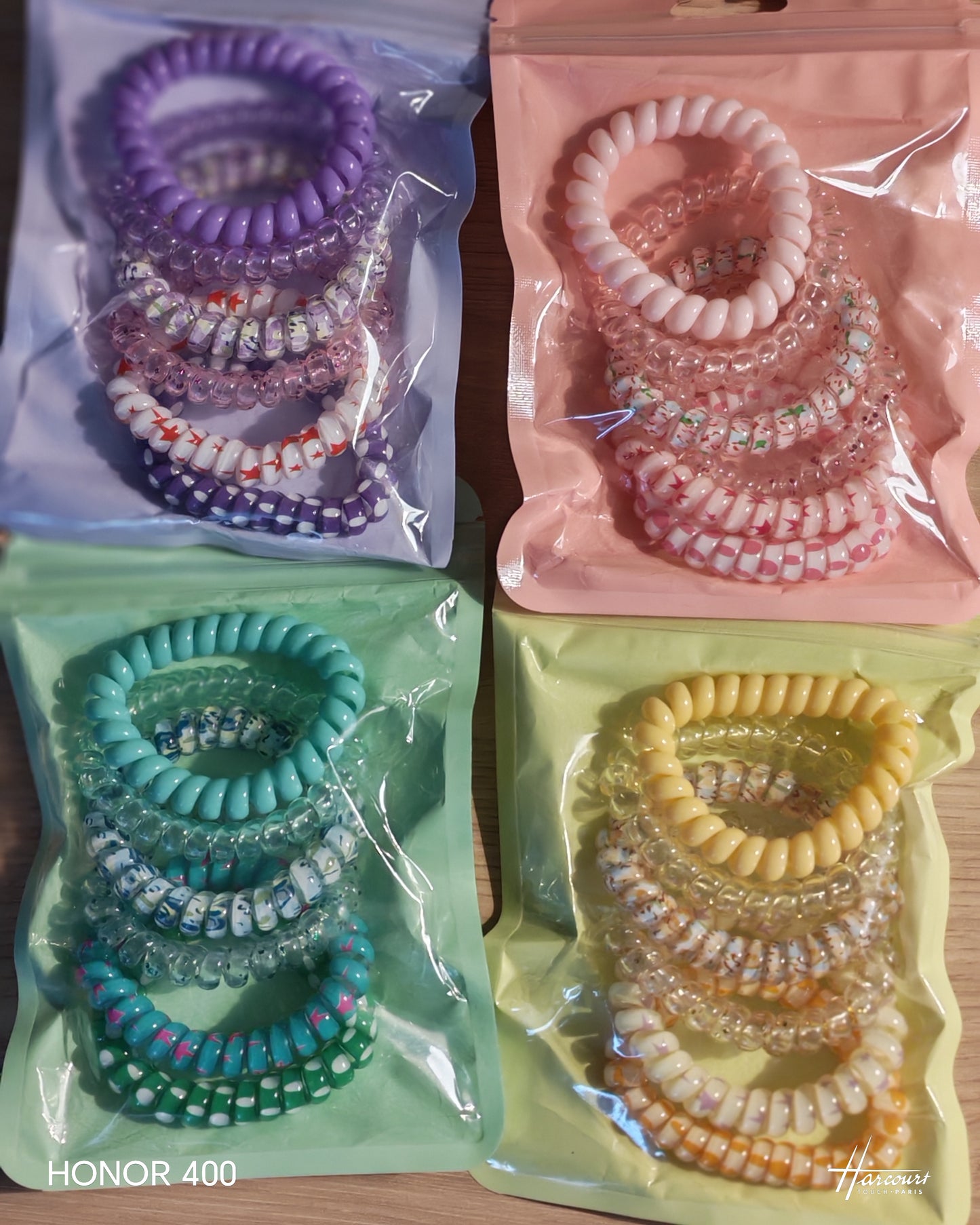Lot de 6 élastiques spirale colorés