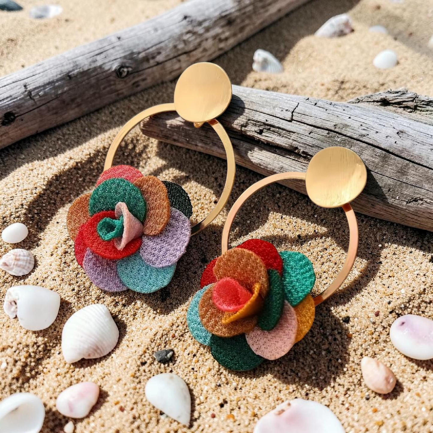 đž Boucles dâoreilles âGolden Blossomâ â ĂlĂ©gance & couleur