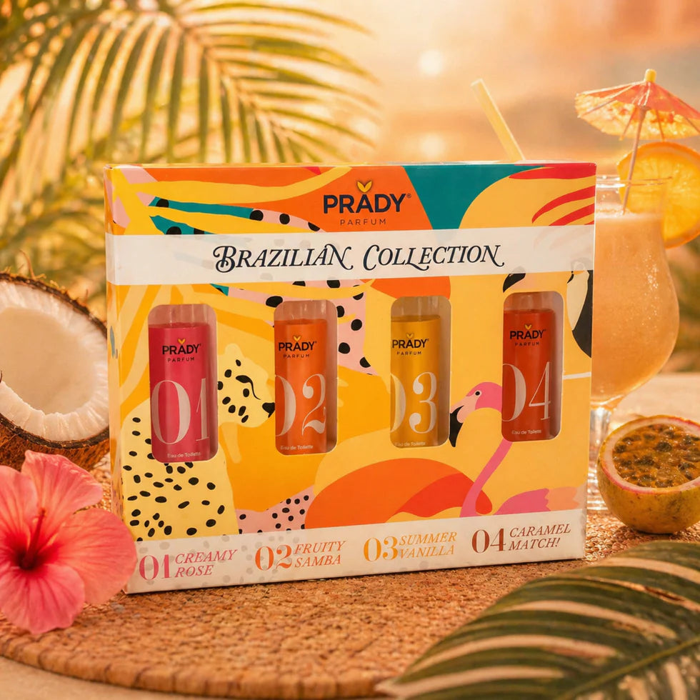 🌴 Coffret Découverte Brazilian Summer – 4 Parfums 33ml x5 Coffrets ☀️ | Collection Solaire & Gourmande