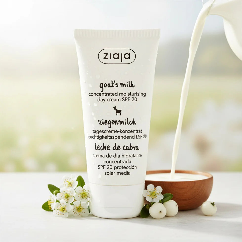 🐐☀️ Crème de Jour Hydratante Concentrée SPF20 au Lait de Chèvre Ziaja ✨🐐