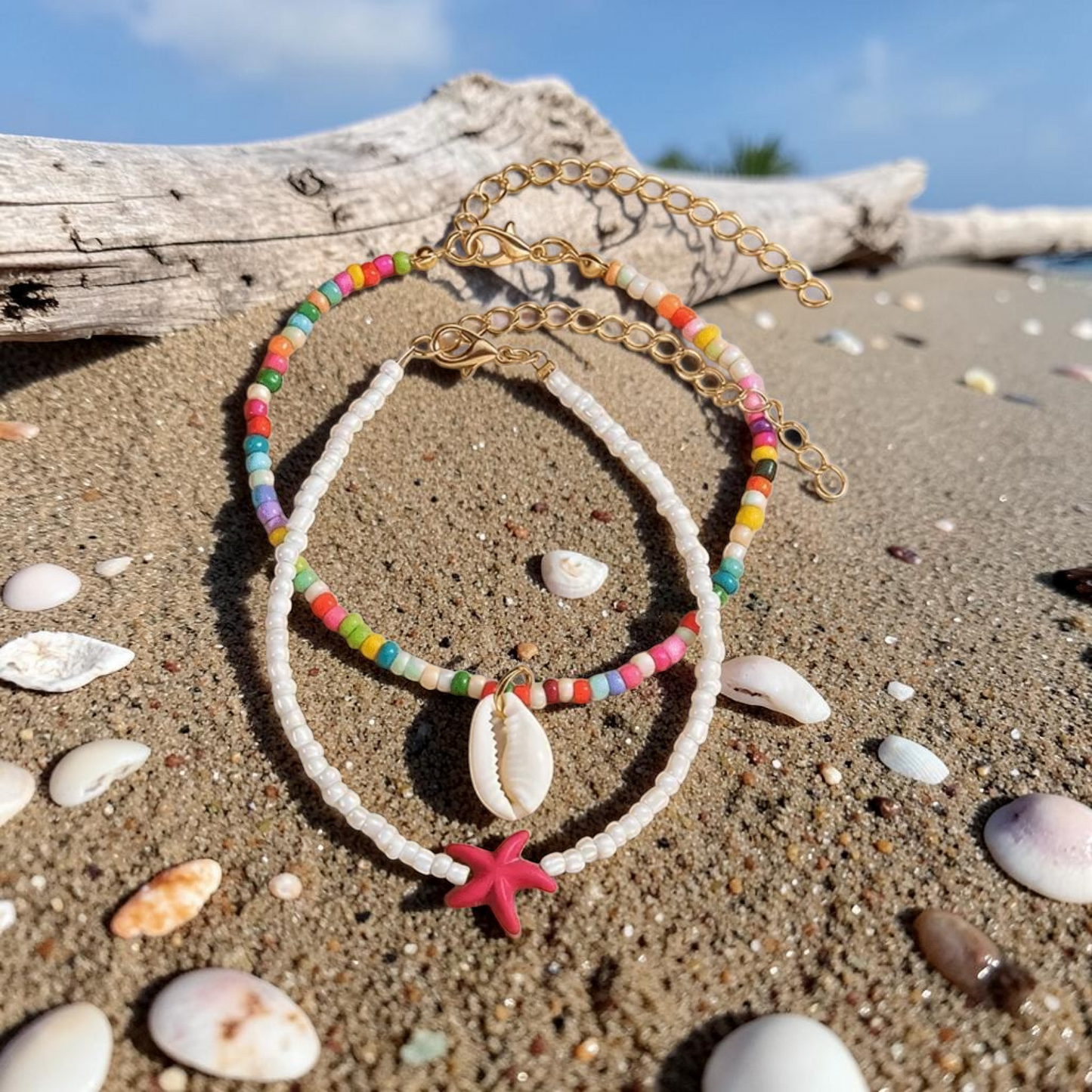 🐚 Bracelet de cheville “Ocean Vibes” – Esprit plage & liberté