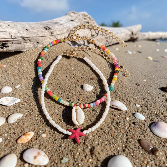 🐚 Bracelet de cheville “Ocean Vibes” – Esprit plage & liberté