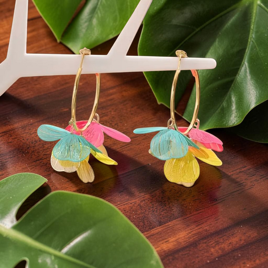 🌺 Boucles d’oreilles “Tropical Bloom” – Couleurs & fraîcheur exotique